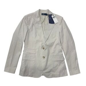 Polo Ralph Lauren Blazer Womens 2 White Cotton Blend 2-Button Jacket NWT New